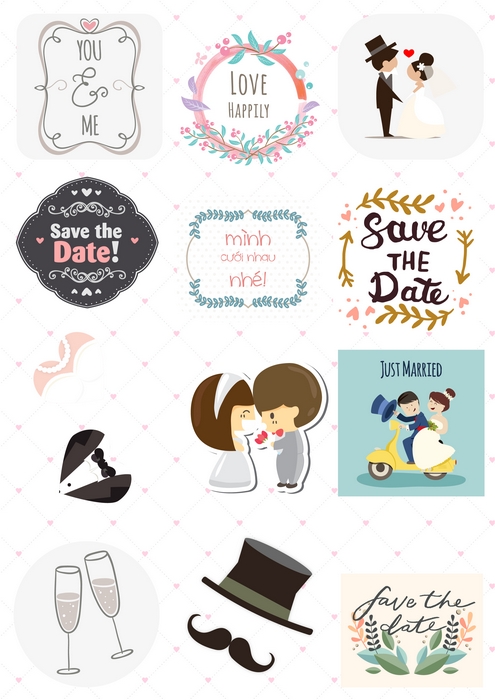 Sticker đám cưới mẫu 1